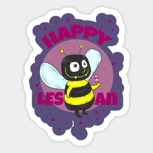 Happy Lesbian - Funny Puns Design Sticker